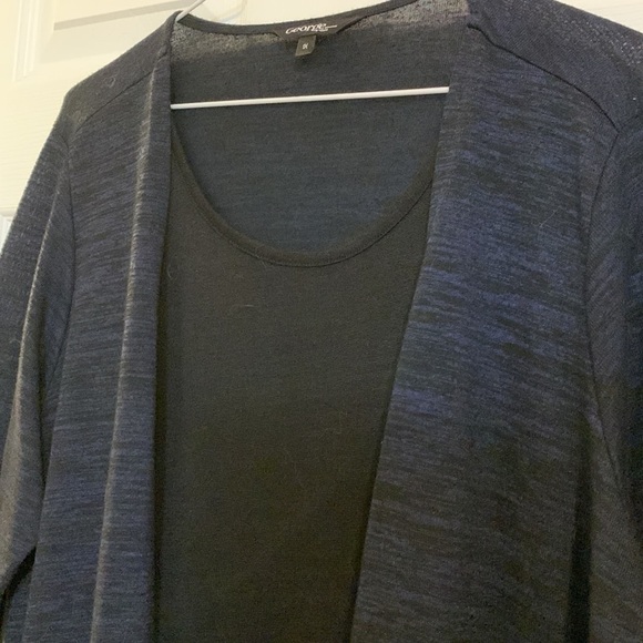 George Navy blue and black long sleeve knit fooler sweater size 1x - Picture 3 of 11